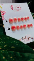 Dreamy Pink Heart - Press On Nail Set Of 12 - Free 12 Pcs Sticker Sheet, Mini Filers And Scrubbers Included