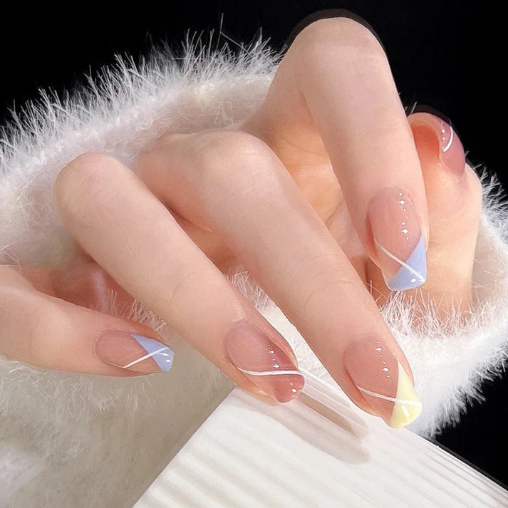 Basic Color Mixed - Press On Nail Set Of 12 - Free 12 Pcs Sticker Sheet, Mini Filers And Scrubbers Included