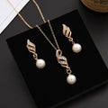 Classy Gold Pearl & Diamond - Jewelry Set