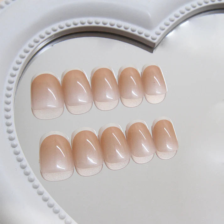 Peachy Pink - Press On Nail Set Of 12 - Free 12 Pcs Sticker Sheet, Mini Filers And Scrubbers Included