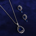 Navy Blue Natural Stone Silver - Jewelry Set
