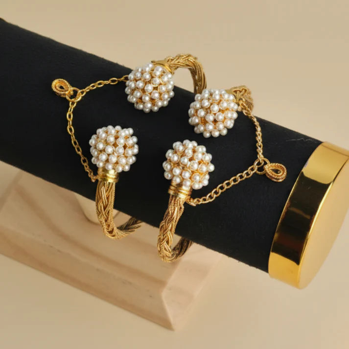 Luxury Pearl & Gold - Bangle Set Of 2