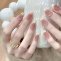 Shiny White Salmon Pink Shade - Press On Nail Set Of 12 - Free 12 Pcs Sticker Sheet, Mini Filers And Scrubbers Included
