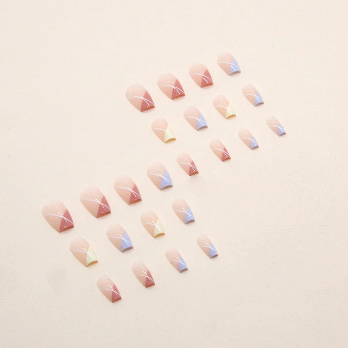 Basic Color Mixed - Press On Nail Set Of 12 - Free 12 Pcs Sticker Sheet, Mini Filers And Scrubbers Included