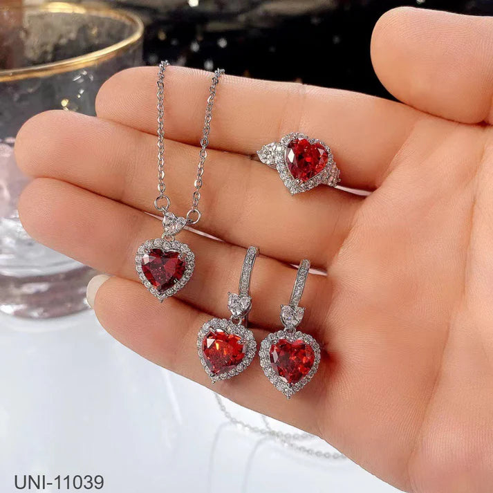 Heart Maroon Dimond - Jewelry Set