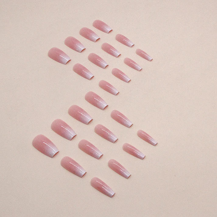Pink Shade - Press On Nail Set Of 12 - Free 12 Pcs Sticker Sheet, Mini Filers And Scrubbers Included