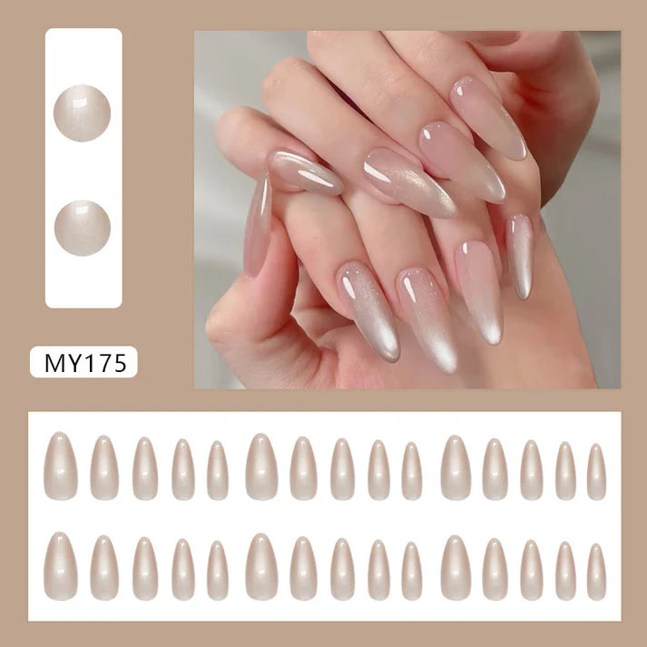 Shiny Pink Long - Press On Nail Set Of 12 - Free 12 Pcs Sticker Sheet, Mini Filers And Scrubbers Included