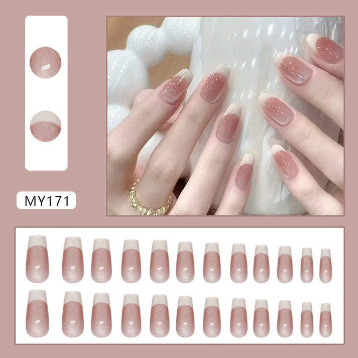 Salmon Pink - Press On Nail Set Of 12 - Free 12 Pcs Sticker Sheet, Mini Filers And Scrubbers Included