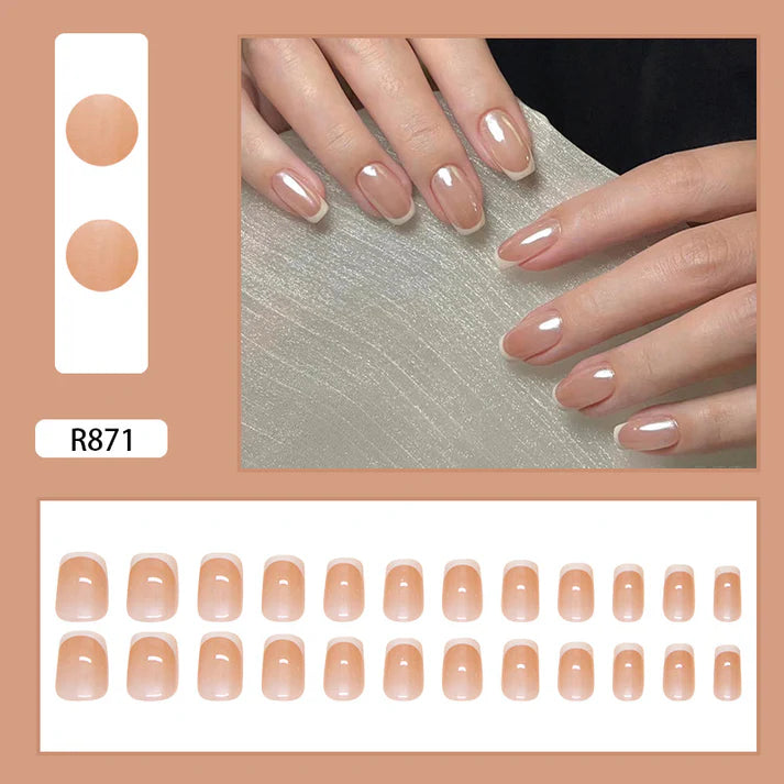 Peachy Pink - Press On Nail Set Of 12 - Free 12 Pcs Sticker Sheet, Mini Filers And Scrubbers Included