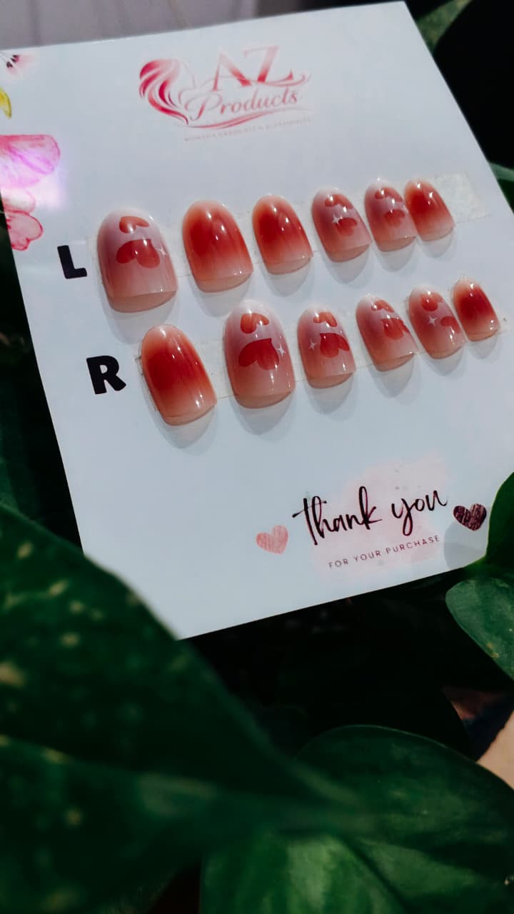 Blushing Cherry - Press On Nail Set Of 12 - Free 12 Pcs Sticker Sheet, Mini Filers And Scrubbers Included