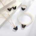 Black Butterfly Pearl Gold - Jewelry Set