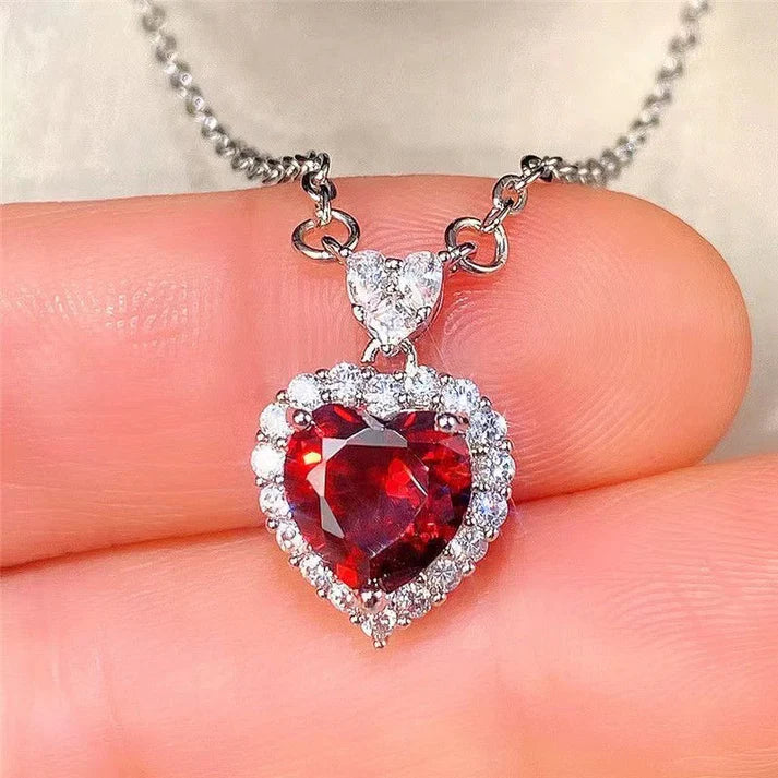 Heart Maroon Dimond - Jewelry Set
