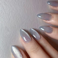 Titanium Grey Shiny - Press On Nail Set Of 12 - Free 12 Pcs Sticker Sheet, Mini Filers And Scrubbers Included