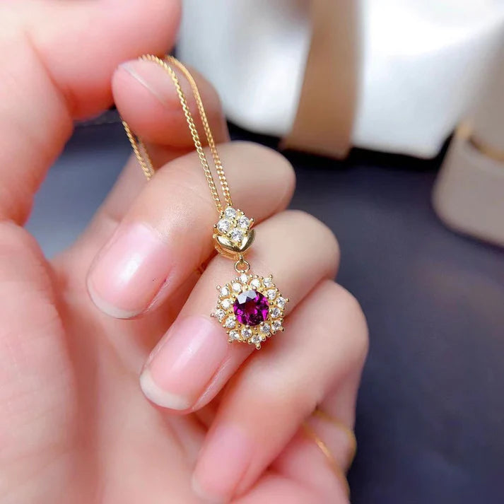 Maroon Diamond Silver - Jewelry Set