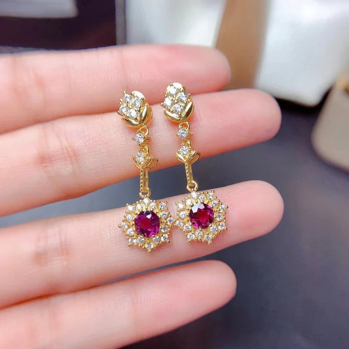 Maroon Diamond Silver - Jewelry Set