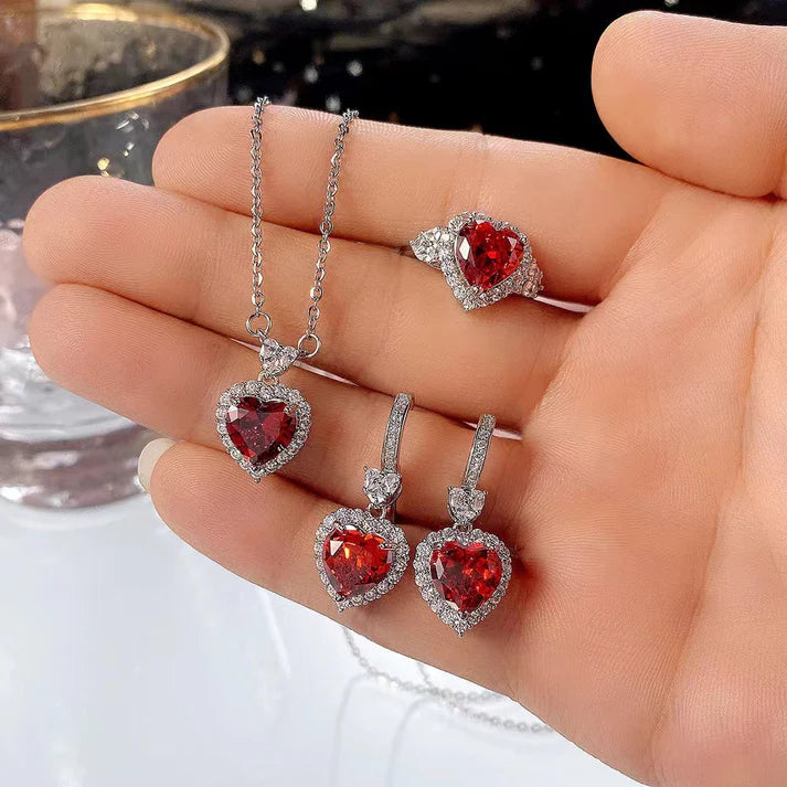 Heart Maroon Dimond - Jewelry Set