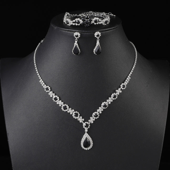 Premium Teardrop Black Diamonds Silver
