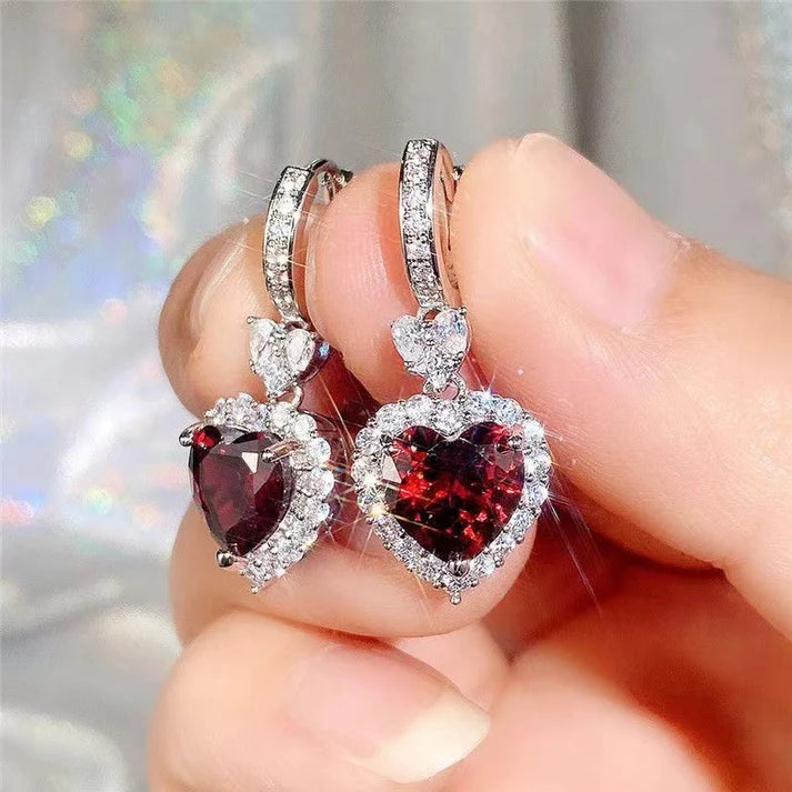 Heart Maroon Dimond - Jewelry Set