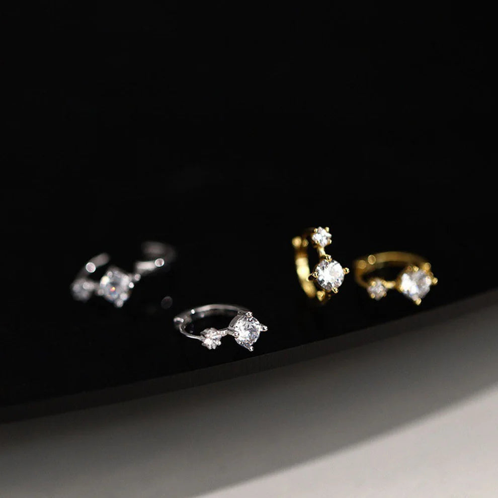 Diamond Silver Hoop - Earring