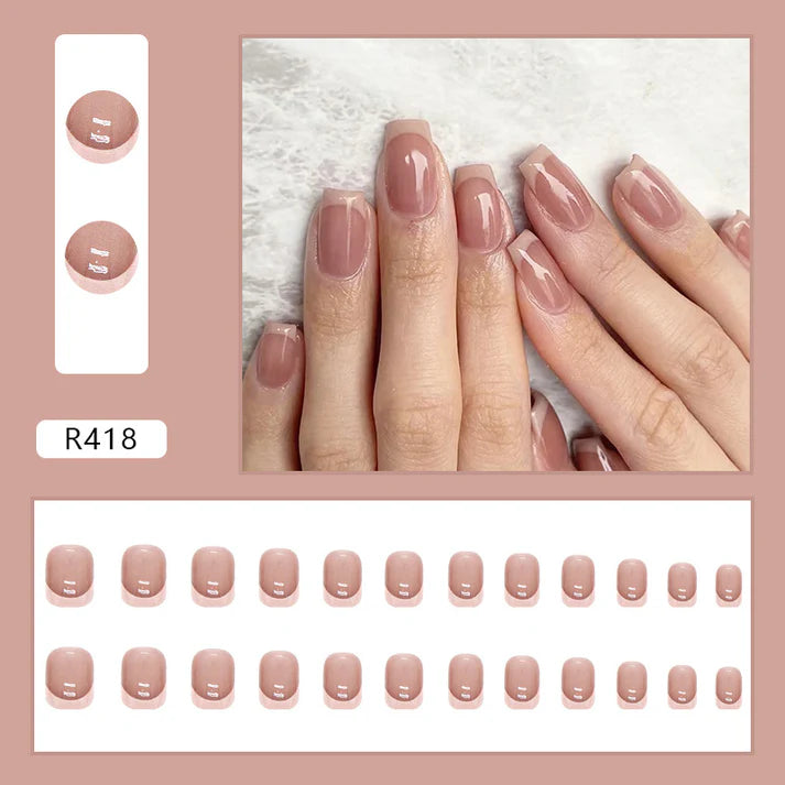 Rose Pink - Press On Nail Set Of 12 - Free 12 Pcs Sticker Sheet, Mini Filers And Scrubbers Included