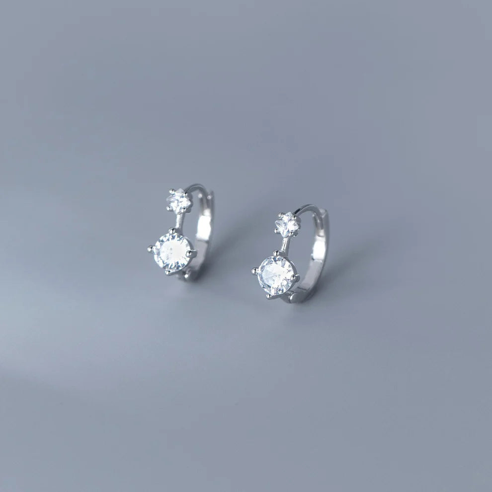 Diamond Silver Hoop - Earring