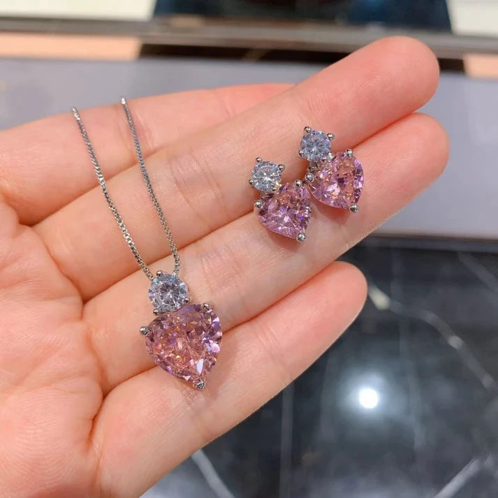 Crystal Pink Heart - Jewelry Set