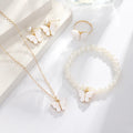 White Butterfly Pearl Gold - Jewelry Set