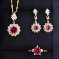 Maroon Diamond Silver - Jewelry Set
