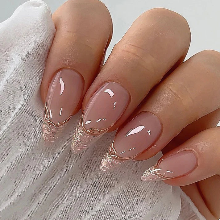 Fancy Pink - Press On Nail Set Of 12 - Free 12 Pcs Sticker Sheet, Mini Filers And Scrubbers Included