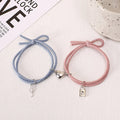 Blue & Pink Lock & Key Magnetic Heart - Bracelet Set