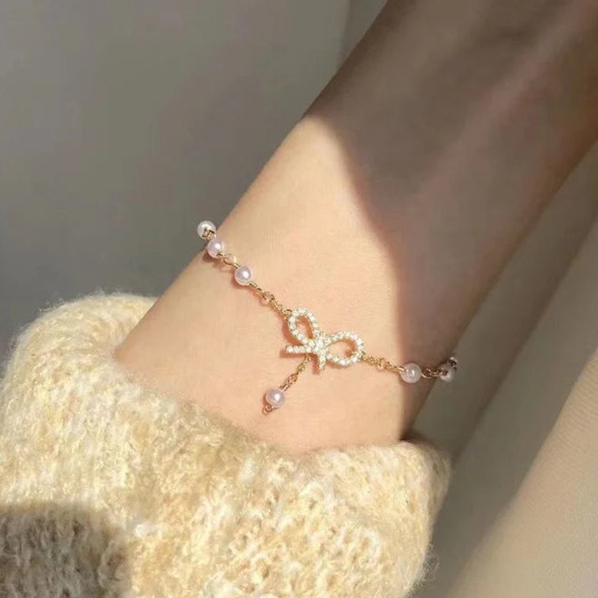 Pearl Bow Gold - Bracelet