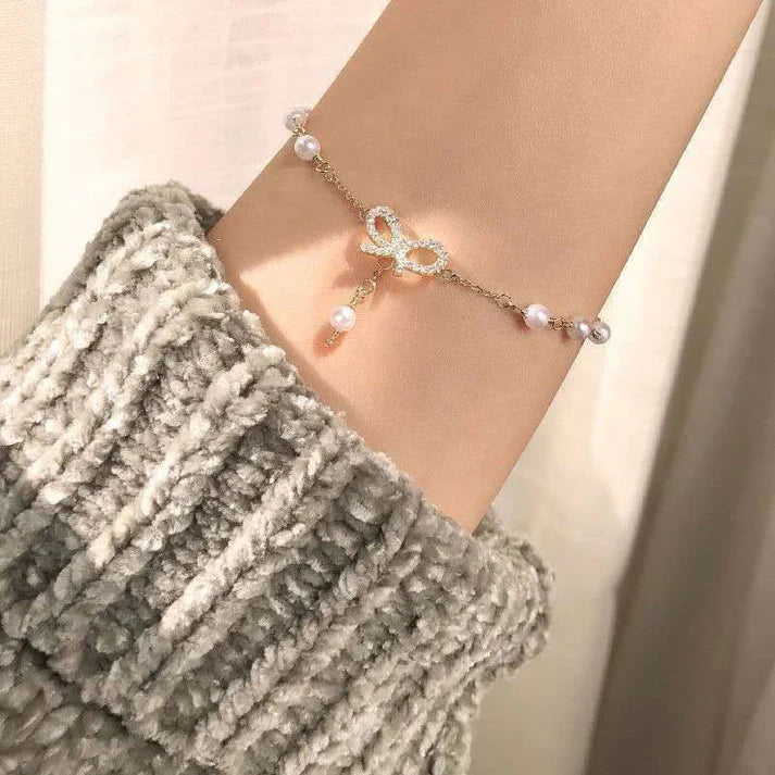 Pearl Bow Gold - Bracelet