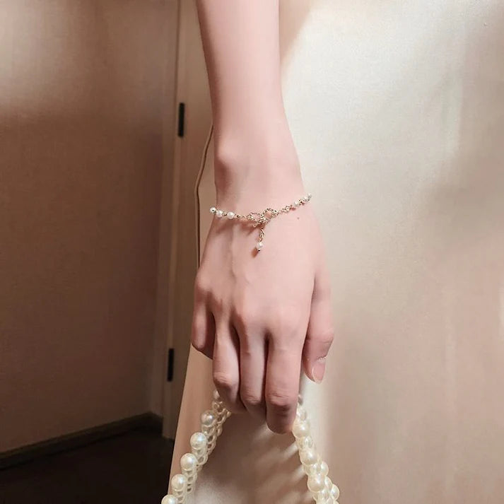Pearl Bow Gold - Bracelet