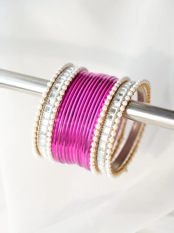 Classy Hot Pink Bangles - Choorian Set