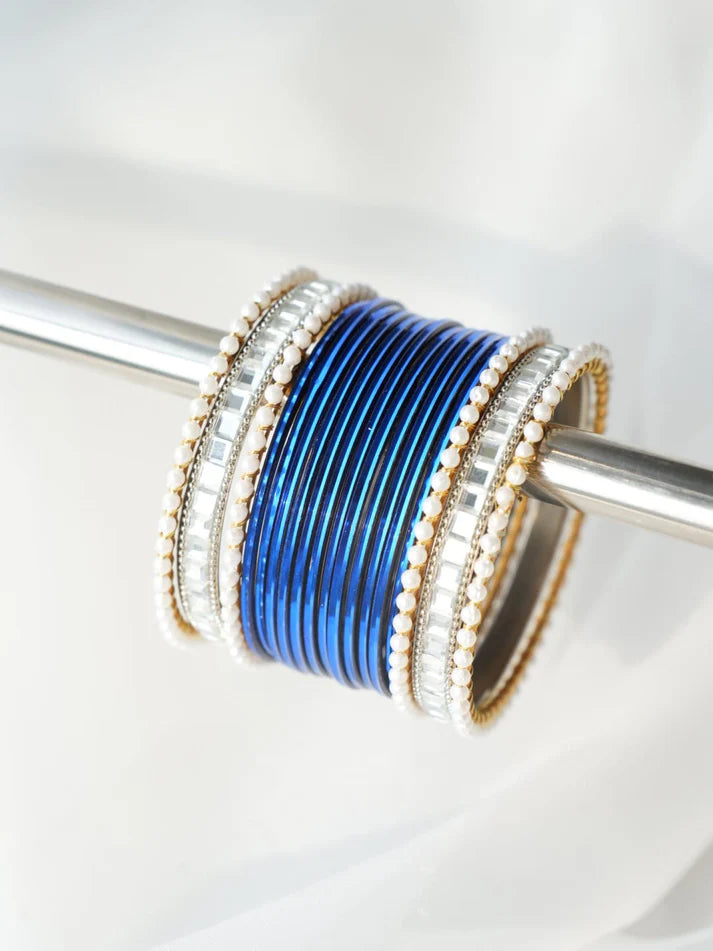 Classy Navy Blue Bangles - Choorian Set