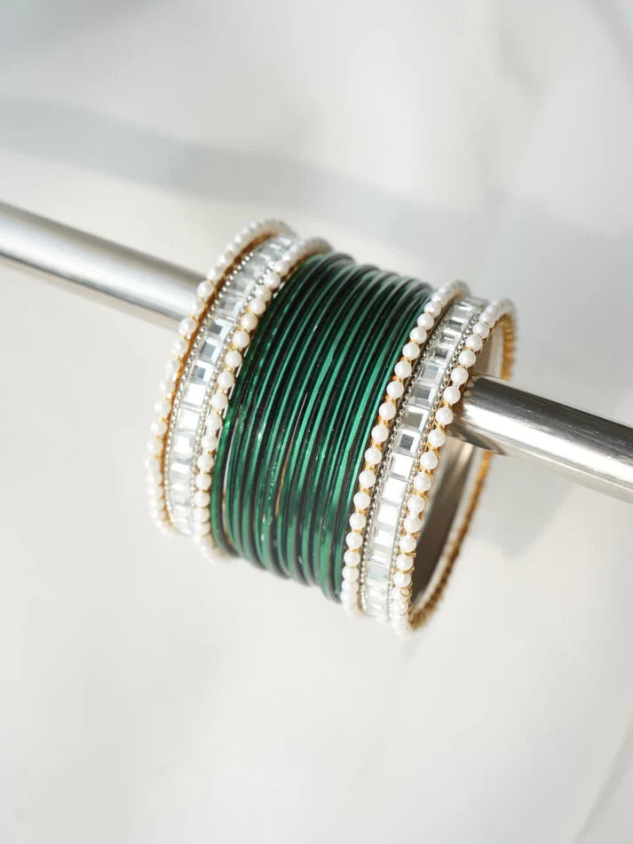 Classy Green Blue Bangles - Choorian Set