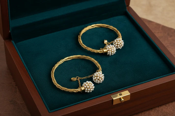Luxury Pearl & Gold - Bangle Set Of 2
