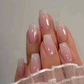 Pink Shade - Press On Nail Set Of 12 - Free 12 Pcs Sticker Sheet, Mini Filers And Scrubbers Included