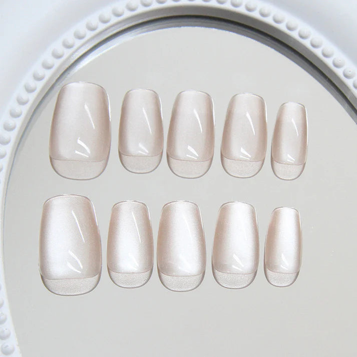 Shiny Light Pink - Press On Nail Set Of 12 - Free 12 Pcs Sticker Sheet, Mini Filers And Scrubbers Included