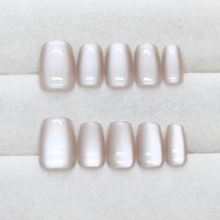Shiny Light Pink - Press On Nail Set Of 12 - Free 12 Pcs Sticker Sheet, Mini Filers And Scrubbers Included