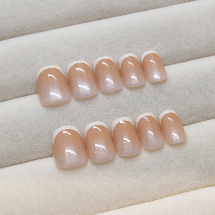 Peachy Pink - Press On Nail Set Of 12 - Free 12 Pcs Sticker Sheet, Mini Filers And Scrubbers Included