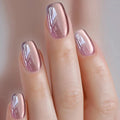 Shiny Rose Pink - Press On Nail Set Of 12 - Free 12 Pcs Sticker Sheet, Mini Filers And Scrubbers Included